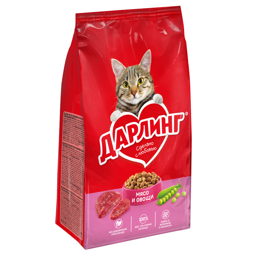 Ересек мысықтарға арналған ДАРЛИНГ® құрғақ азығы, ет пен көкөністер қосылған, 1,75 кг  - фото 10