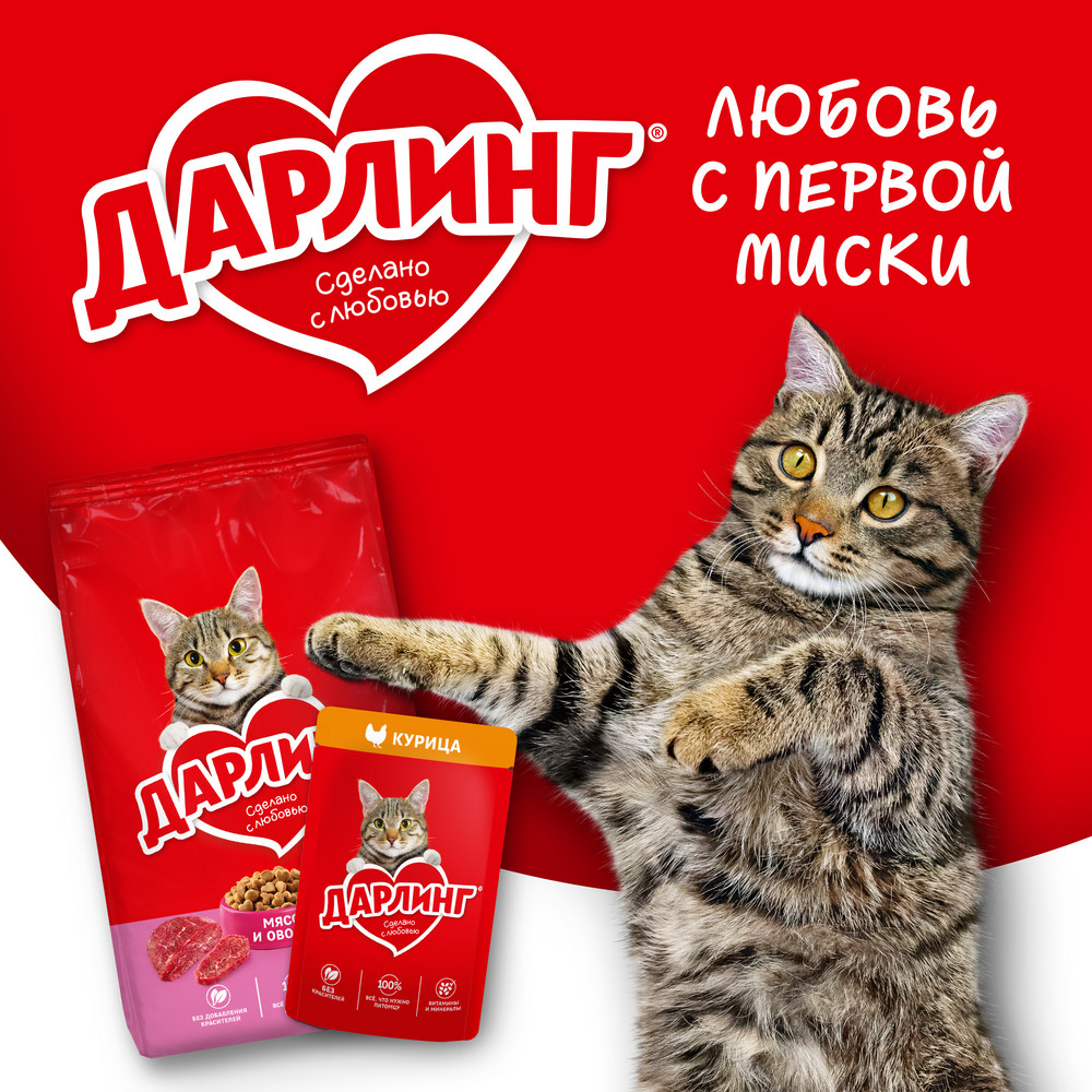 Влажный корм ДАРЛИНГ® для взрослых кошек, с курицей в подливе - фото 9