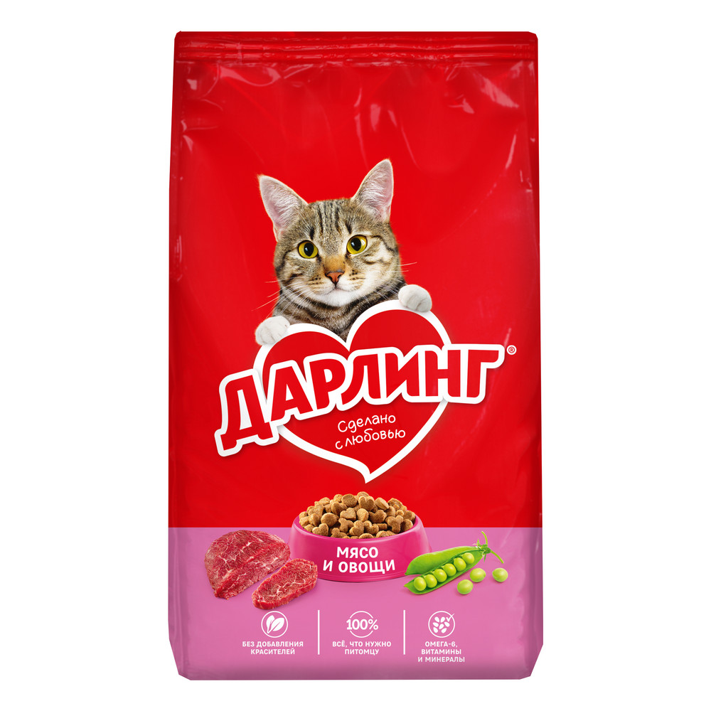 Сухой корм ДАРЛИНГ® для взрослых кошек, с мясом и овощами, 760 г