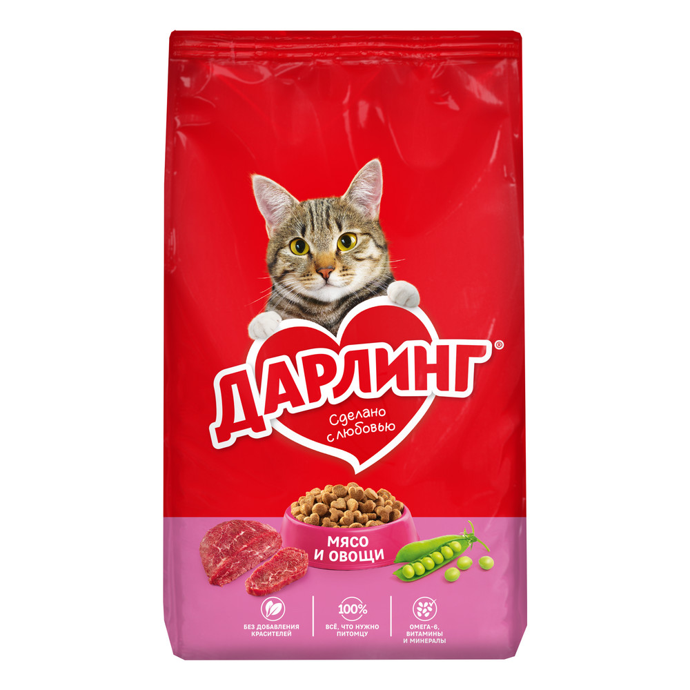 Ересек мысықтарға арналған ДАРЛИНГ® құрғақ азығы, ет пен көкөністер қосылған, 1,75 кг 