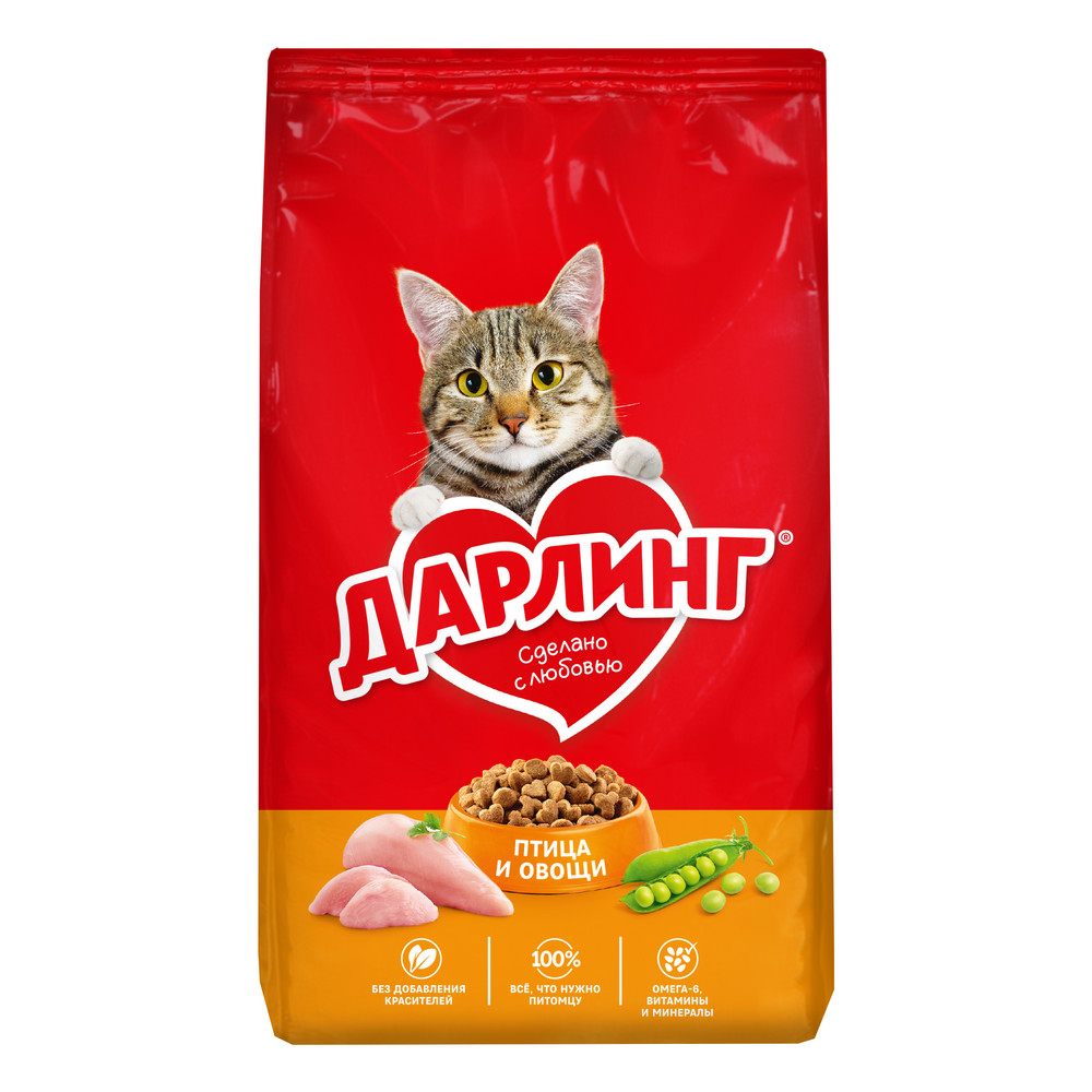 Сухой корм ДАРЛИНГ® для взрослых кошек, с птицей и овощами, 760 г