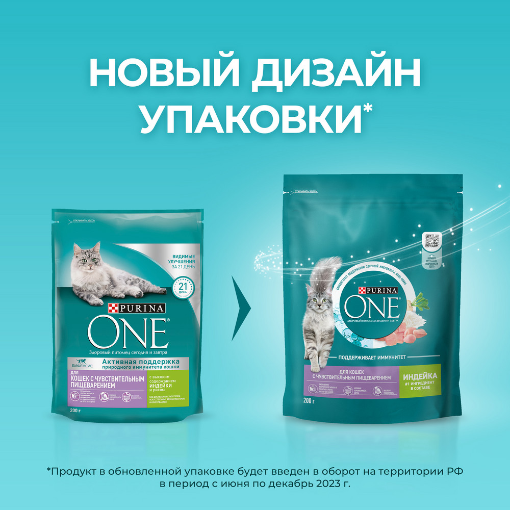 Сухой корм Purina ONE® полнорационный для взрослых кошек с чувствительным пищеварением и разборчивым вкусом в еде, с высоким содержанием индейки - фото 4