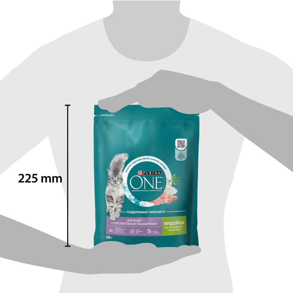 Сухой корм Purina ONE® полнорационный для взрослых кошек с чувствительным пищеварением и разборчивым вкусом в еде, с высоким содержанием индейки - фото 16