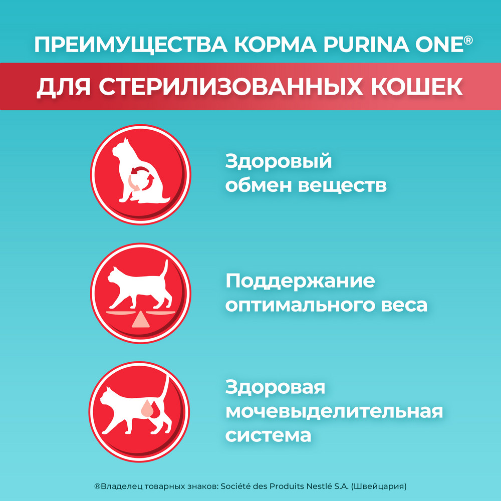 Сухой корм Purina ONE® полнорационный для стерилизованных кошек и кастрированных котов, с высоким содержанием лосося - фото 5