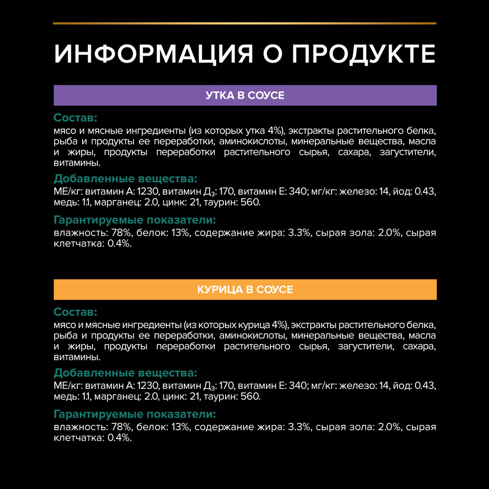 Ересек зарарсыздандырылған ұрғашы мысықтар мен піштірілген еркек мысықтарға арналған толық рационды консервіленген азық, соустағы нәзік үйрек еті тілімдері; соустағы тауық етімен - фото 8