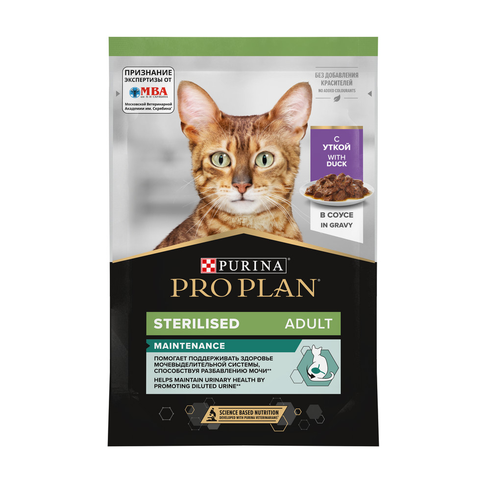 Влажный корм PRO PLAN® Nutri Savour для взрослых стерилизованных кошек и кастрированных котов, с уткой в соусе