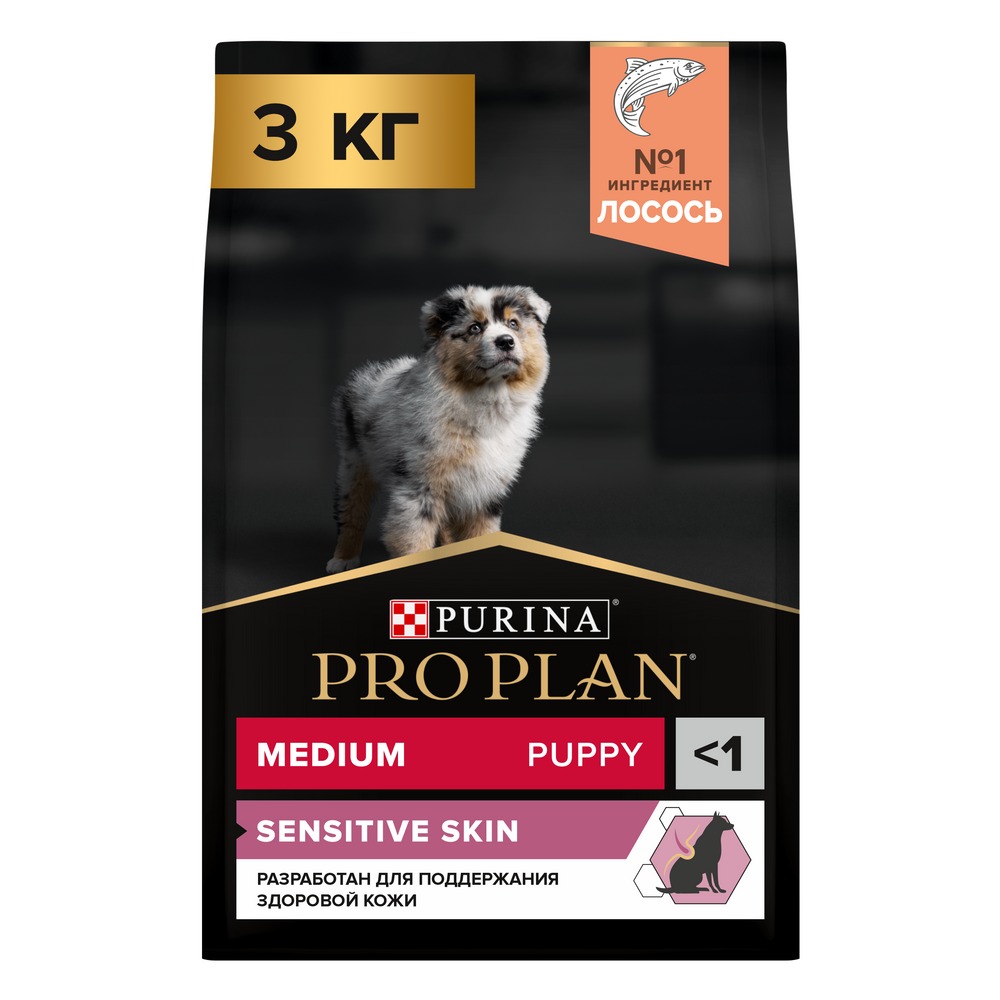 Сухой корм PRO PLAN® для щенков средних пород с чувствительной кожей, с высоким содержанием лосося - фото 2