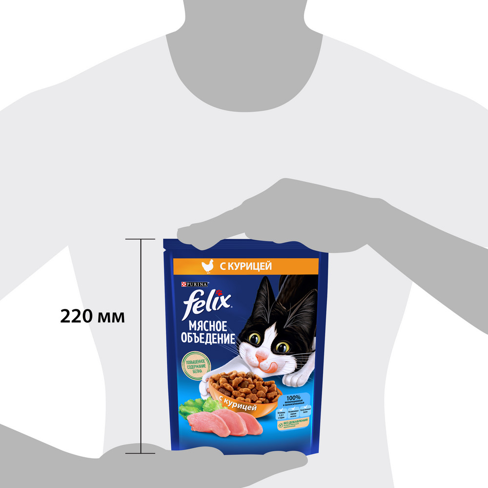 Сухой корм FELIX® Мясное объедение для взрослых кошек, с курицей 200 г - фото 9
