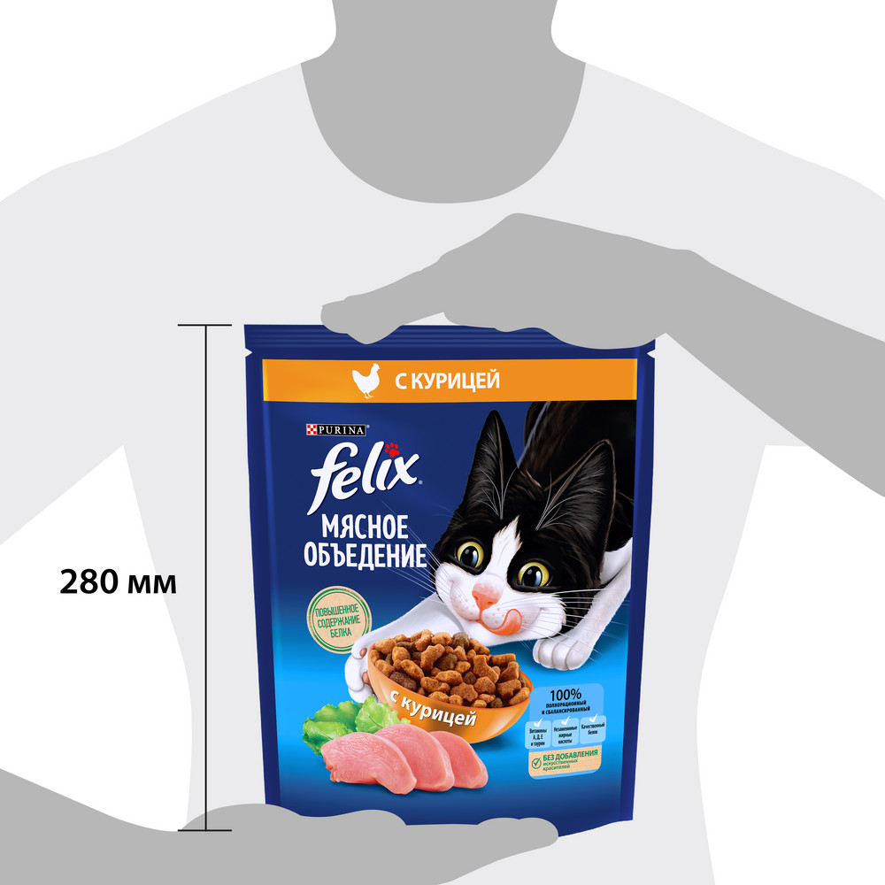 Сухой корм FELIX® Мясное объедение для взрослых кошек, с курицей 600 г - фото 13