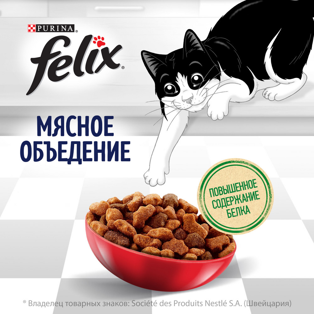 Сиыр еті қосылған ересек мысықтарға арналған FELIX® Етті жеңсік тағамы құрғақ азығы, 600 г - фото 6