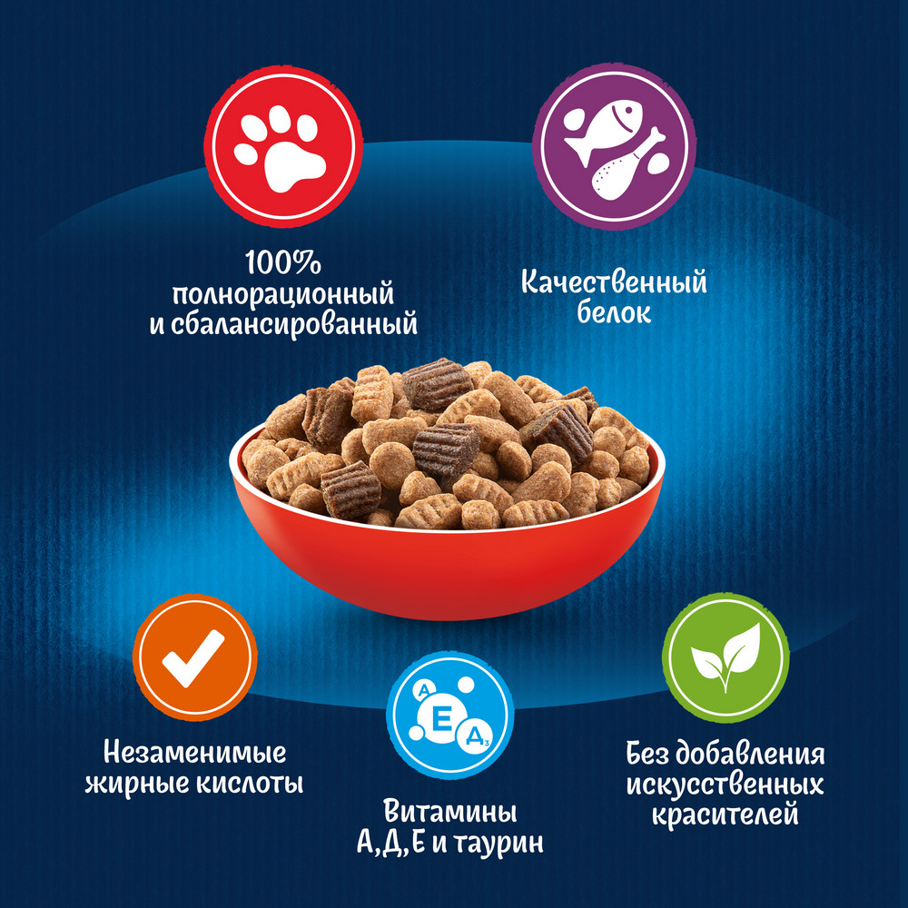 Сухой корм FELIX® Двойная Вкуснятина® для взрослых кошек, с мясом, Пакет, 1.3 кг - фото 4