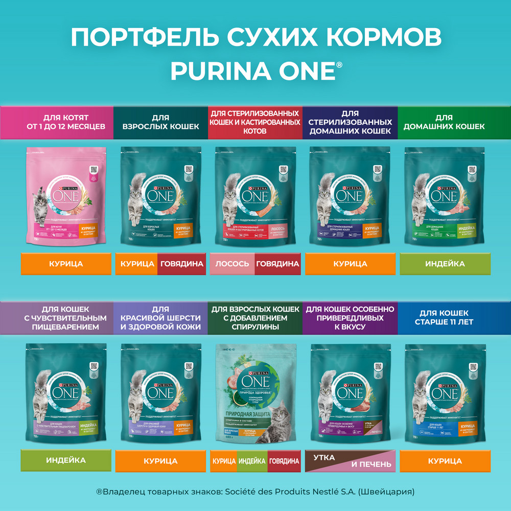 Сухой корм Purina ONE® полнорационный для взрослых кошек, живущих в домашних условиях, с высоким содержанием индейки - фото 14
