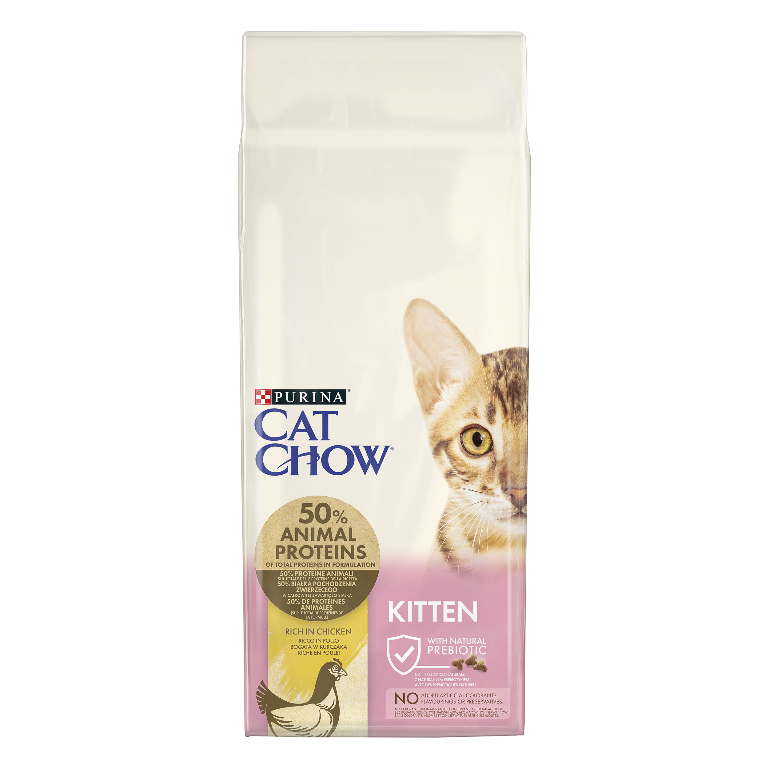 Purina® CAT CHOW® (Пурина Кэт Чау) для котят, с высоким содержанием курицы.