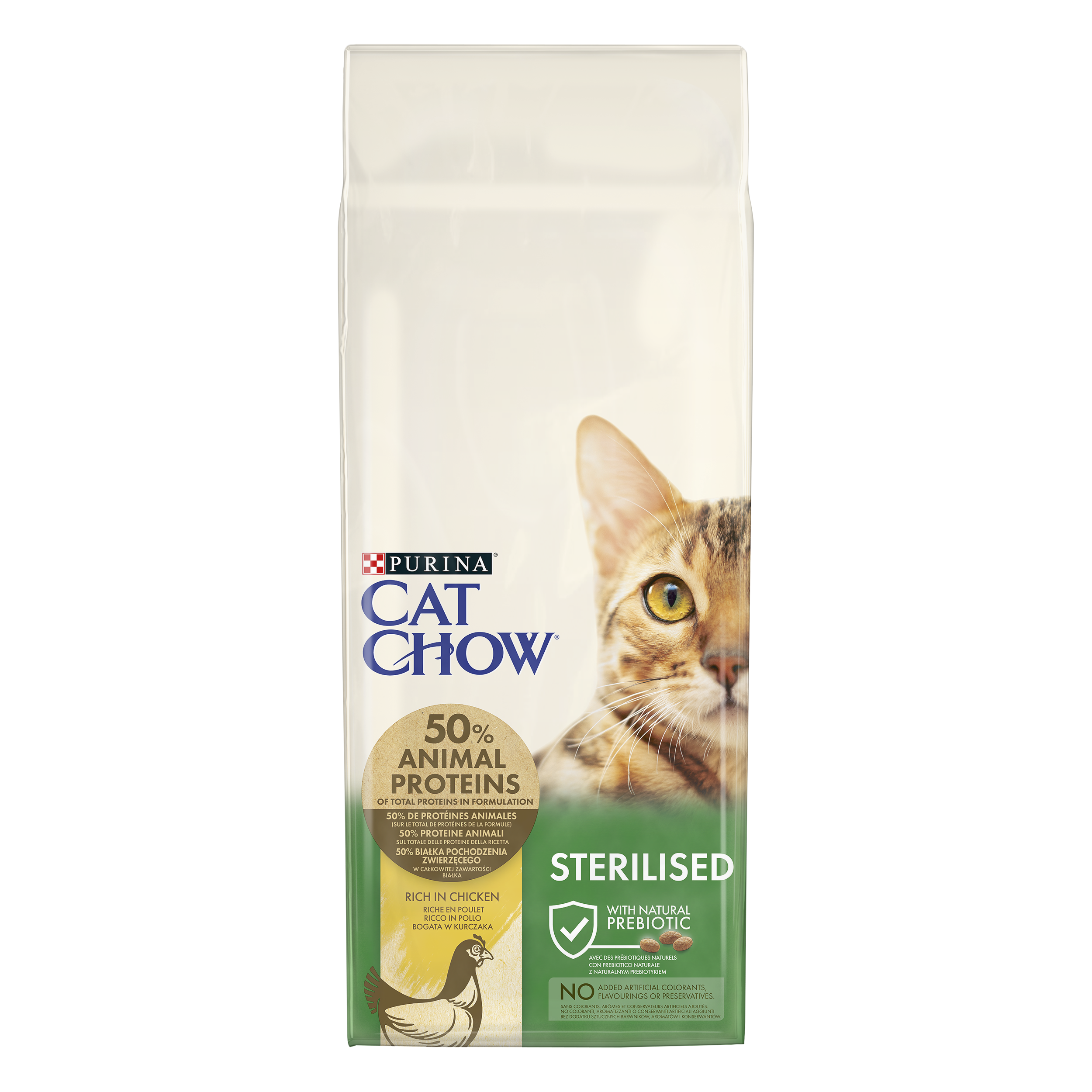 Purina® CAT CHOW® (Пурина Кэт Чау) для стерилизованных кошек и кастрированных котов, с высоким содержанием курицы
