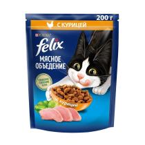 Сухой корм Felix Мясное объедение для взрослых кошек, с курицей