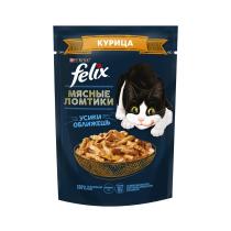 FELIX Мясные Ломтики. Корм консервированный полнорационный для взрослых кошек, с курицей, Пауч