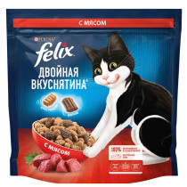 Сухой корм FELIX® Двойная Вкуснятина® для взрослых кошек, с мясом, Пакет, 1.3 кг