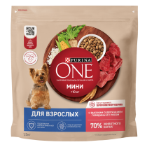 Сухой корм Purina ONE® МИНИ < полнорационный для взрослых собак мелких и карликовых пород, с высоким содержанием говядины и с рисом