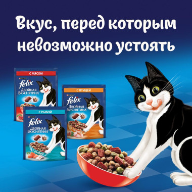 Сухой корм Felix® Двойная вкуснятина для домашних кошек, с мясом