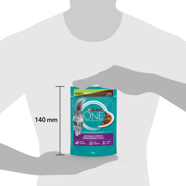 Влажный корм Purina ONE® для кошек особенно привередливых к вкусу, индейка и утка высокого качества с морковью, пауч