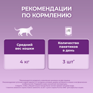 Влажный корм Purina ONE® для кошек особенно привередливых к вкусу, индейка и утка высокого качества с морковью, пауч