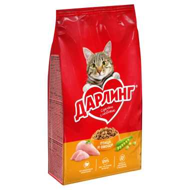 Сухой корм ДАРЛИНГ для взрослых кошек, с птицей и овощами, 760 г
