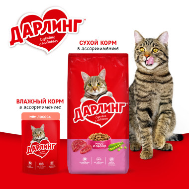 Влажный корм ДАРЛИНГ для взрослых кошек, с говядиной в подливе