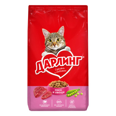 Сухой корм ДАРЛИНГ для взрослых кошек, с мясом и овощами, 760 г
