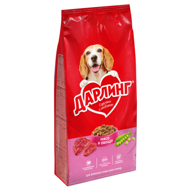 Сухой корм ДАРЛИНГ для взрослых собак, с мясом и добавлением овощей, 15 кг