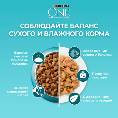 Сухой корм Purina ONE® для стерилизованных кошек и кастрированных котов, с высоким содержанием лосося и пшеницей