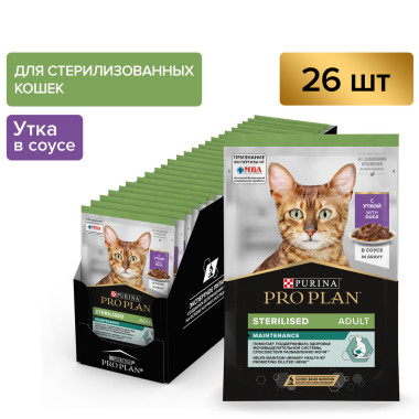 Влажный корм PRO PLAN® Nutri Savour для взрослых стерилизованных кошек и кастрированных котов, с уткой в соусе