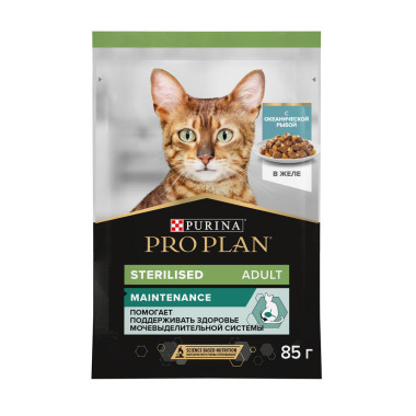 Влажный корм PRO PLAN® Nutri Savour для стерилизованных кошек и кастрированных котов, кусочки с океанической рыбой, в желеВла