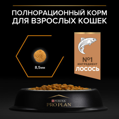 Сухой корм PRO PLAN® для здоровья шерсти и кожи взрослых кошек, с высоким содержанием лосося