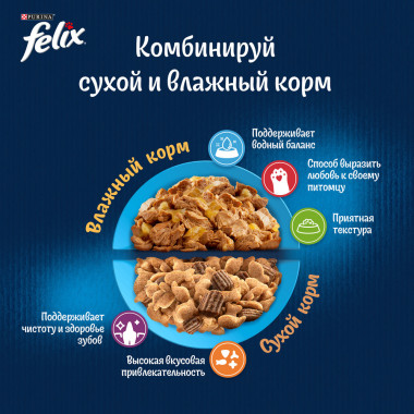 FELIX® Мясные Ломтики, Корм консервированный полнорационный для взрослых кошек, с говядиной 75г