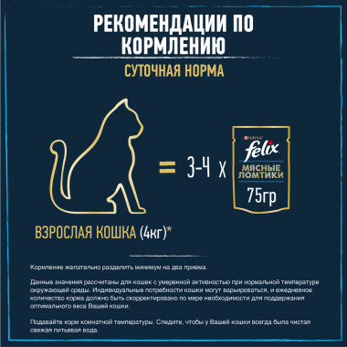FELIX® Мясные Ломтики, Корм консервированный полнорационный для взрослых кошек, с уткой 75г