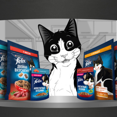 Сухой корм FELIX® Двойная Вкуснятина® для взрослых кошек, с мясом, Пакет, 600 г