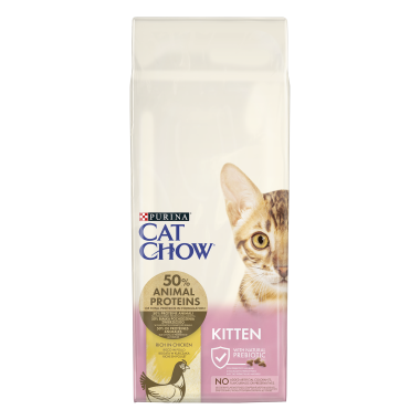 Purina® CAT CHOW® (Пурина Кэт Чау) для котят, с высоким содержанием курицы.