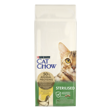 Purina® CAT CHOW® (Пурина Кэт Чау) для стерилизованных кошек и кастрированных котов, с высоким содержанием курицы
